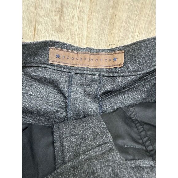 Bogner Vintage Women’s Virgin Wool Pants Trousers Gray 14 Long Wide Leg Pockets - Picture 2 of 6